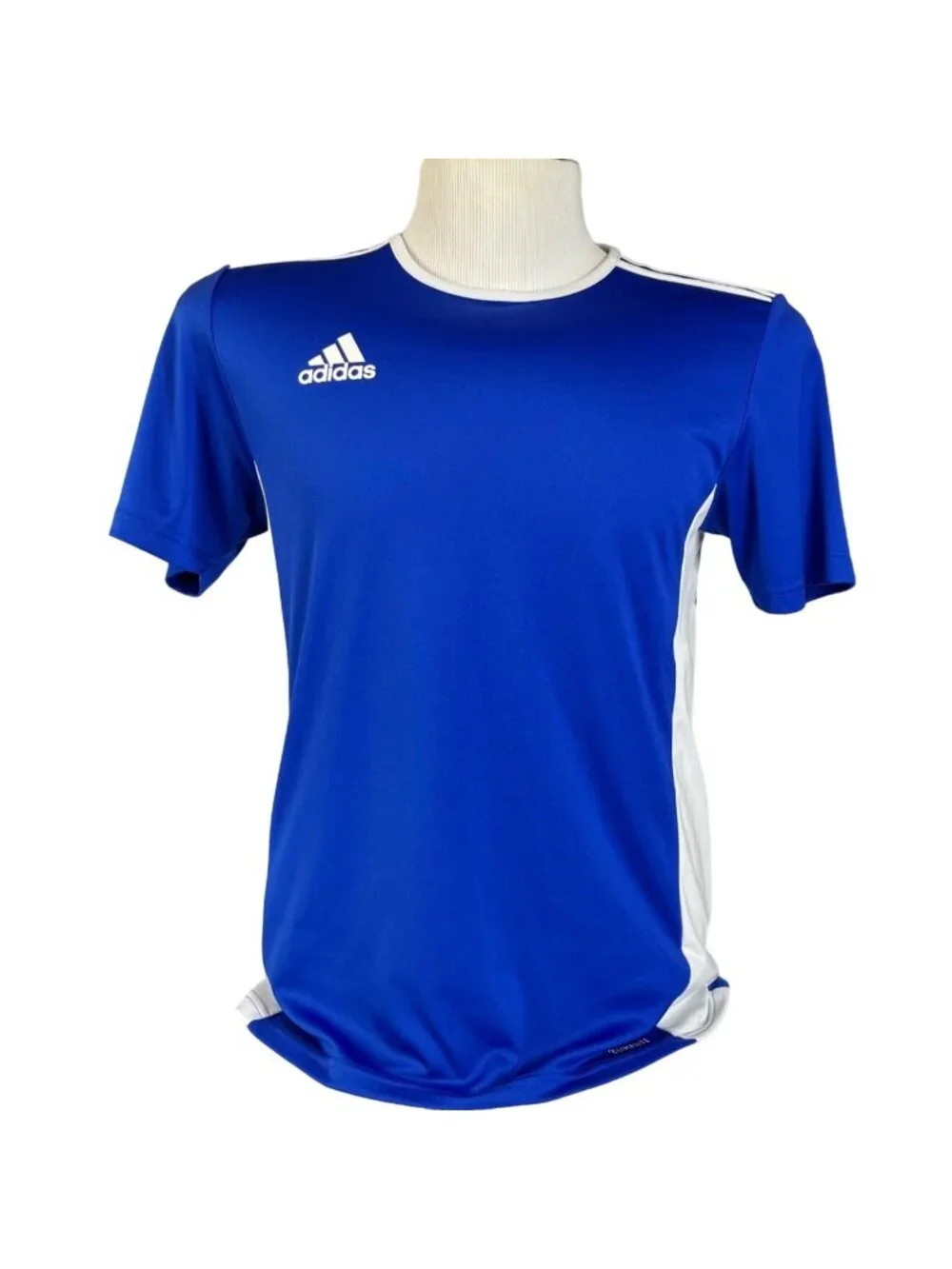 Adidas Shirt Mens Small Blue Soccer Short Sleeves Activewear